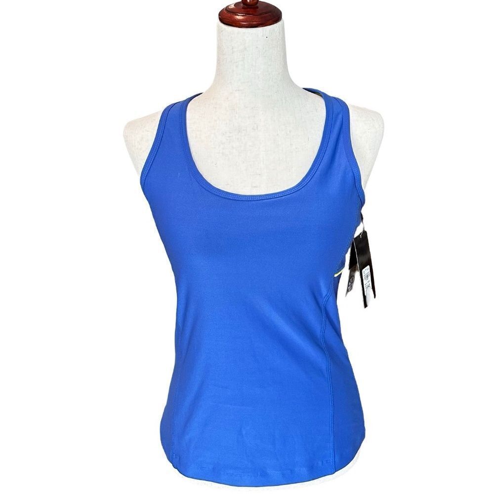NWT Marika Pwr Tek Sports Work-Out Tank Bra Padded Blue-Yellow Med